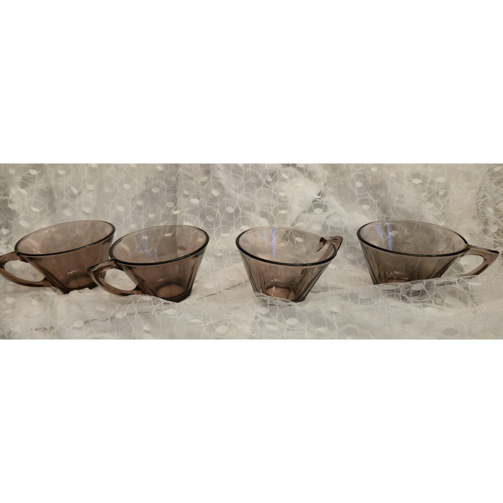Hazel Atlas Moroccan Coffee Cups (4 ) Amethyst Color Octagonal Shape